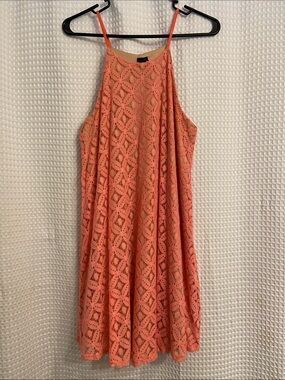 Women’s Coral Lace Halter Dress